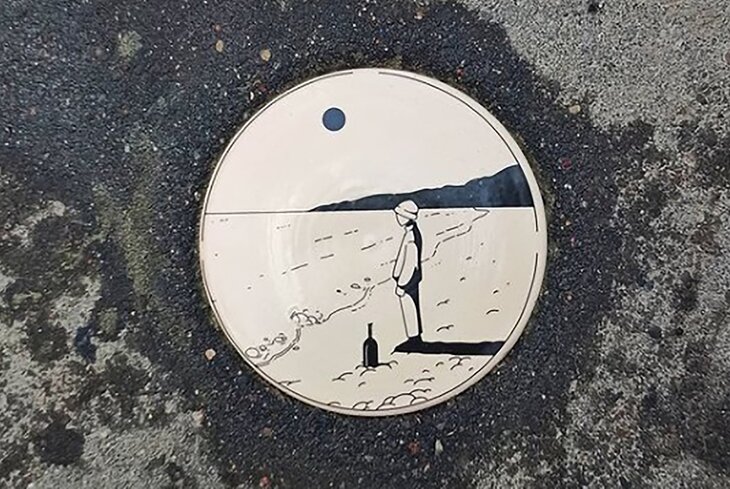 «Заплатки для города»: художник чинит тротуары расписными керамическими плитками