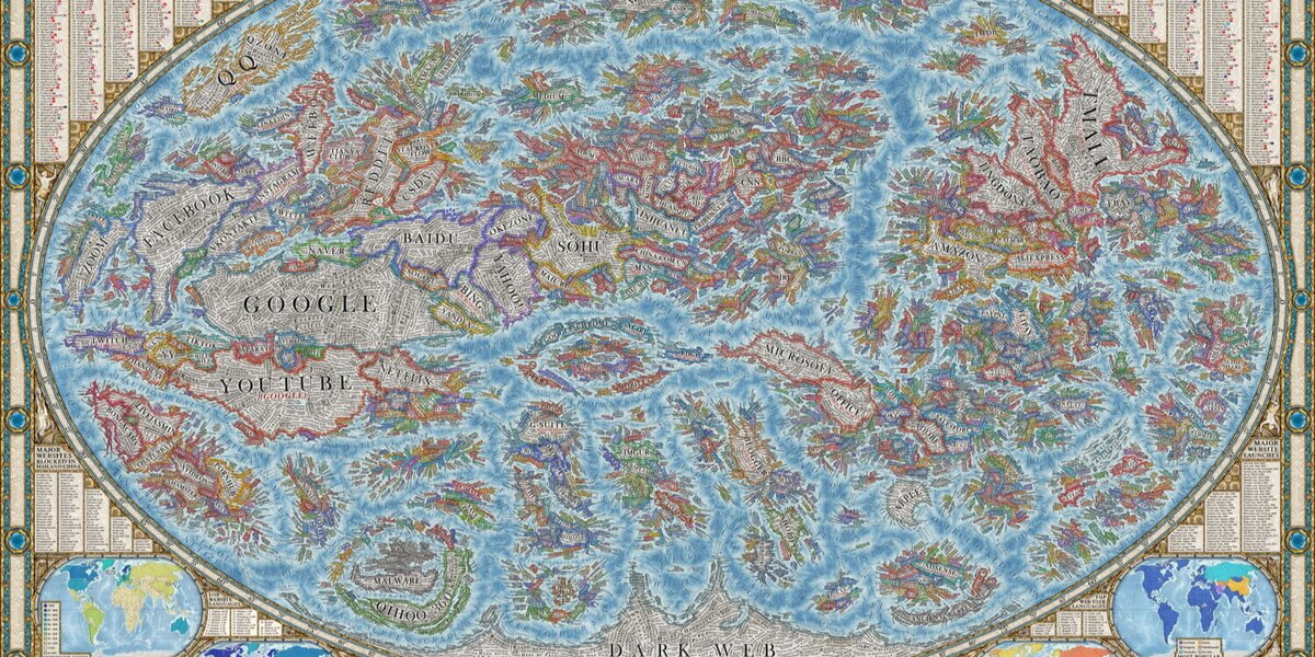 Художник из Словакии нарисовал карту интернета. Он уместил на ней 3 тысячи сайтов