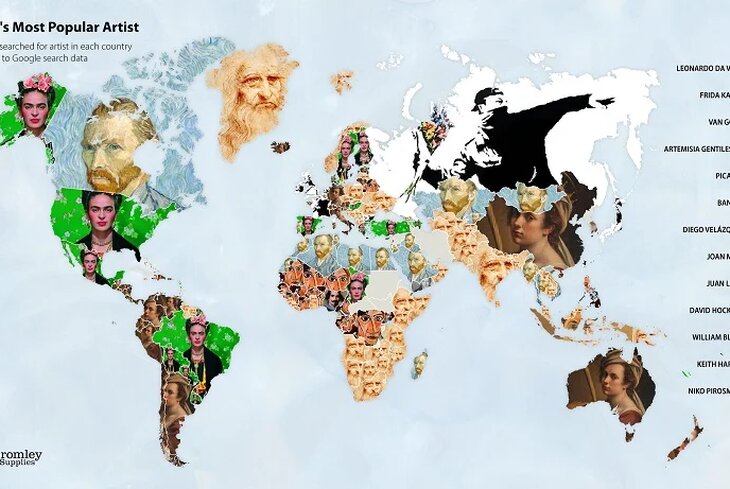 Самым популярным арт-запросом в Google в мире стал Леонардо да Винчи, в России — Бэнкси