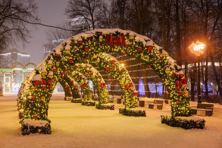 Розовых пряников, шишек золотых! Посмотрите, какие нарядные елки появились в парках Москвы