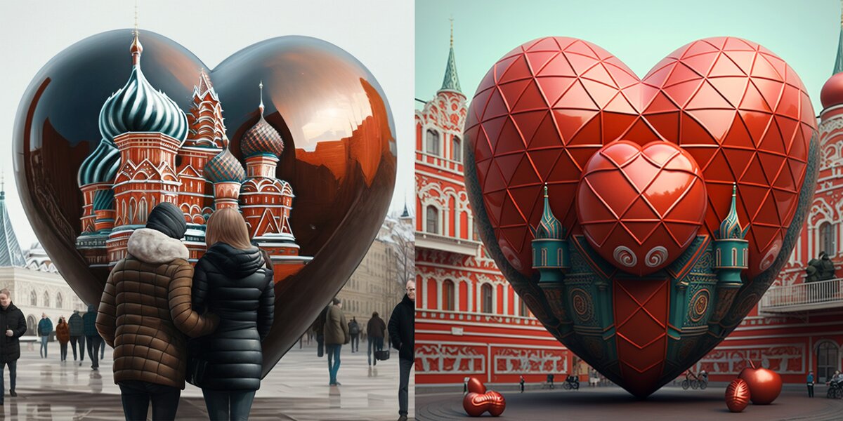 Признаемся в любви Москве: посмотрите, как нейросеть изобразила город в День святого Валентина
