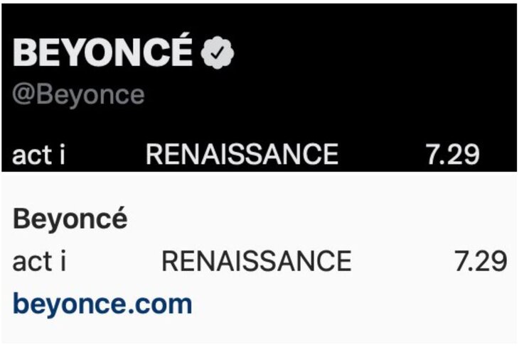 Бейонсе анонсировала выход нового альбома Renaissance